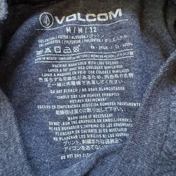 Volcom Grey Short Sleeve T-Shirt Size Medium Cotton Blend Middle Logo Skater - Picture 10 of 14